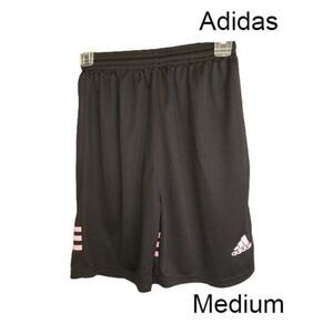 Adidas Girls Defender Shorts Black Pink 3 Stripes Athletic Shorts Medium NWOT